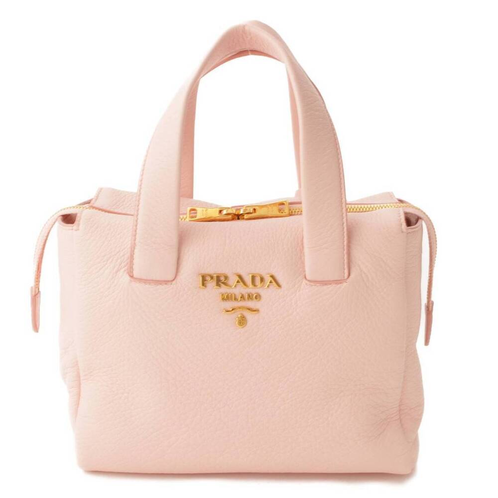 Prada CERVO Leather Handbag Pink